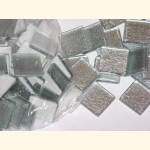 2x2 Soft Glas METALLIC Silber Mosaik ~200g ~ 41 Stk 3391