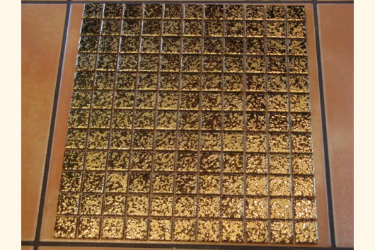2.5x2.5 Keramik Mosaik GOLD GEHÄMMERT 132 Stk GO282