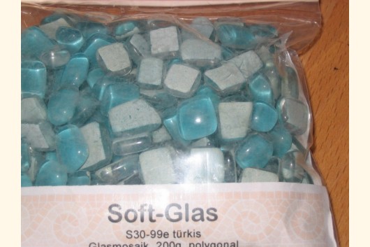 Soft Glas Polygonal türkis 200g Mosaik S30-99e