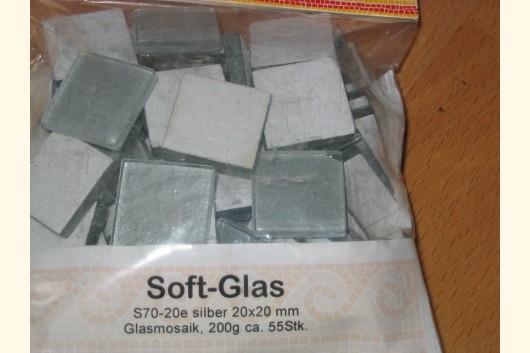 2x2 Soft Glas Glasmosaik SILBER 55 Stk S70-20e