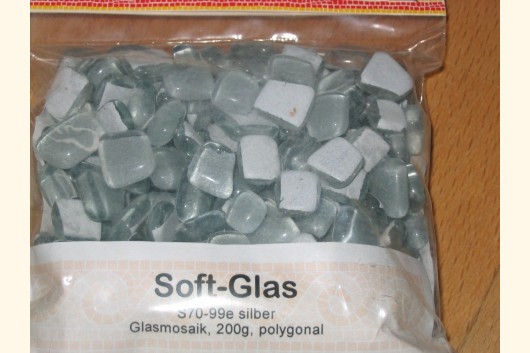 Soft Glas Polygonal SILBER 200g Mosaiksteine S70-99e