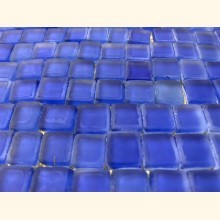 Soft Glas Mosaik MATT 1-1,5 D-BLAU Netz 30x30 ~930g Y-S-932-11
