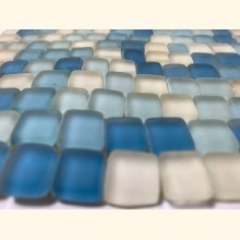 Soft Glas Mosaik MATT 1-1,5 MIX BLAU WEIß 30x30 ~930g Y-S-Trie11