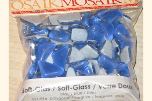 Soft Glas Polygonal BLAU 200g Mosaiksteine S21-99e