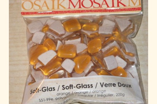 Soft Glas Polygonal ORANGE 200g Mosaiksteine S51-99e