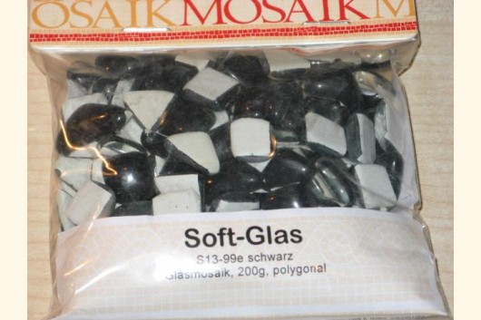 Soft Glas Polygonal SCHWARZ 200g Mosaiksteine S13-99e