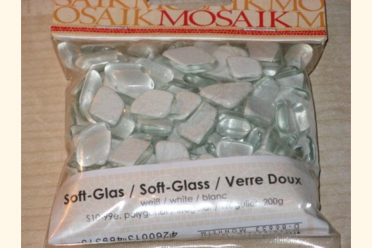 Soft Glas Polygonal WEIß 200g Mosaiksteine S10-99e