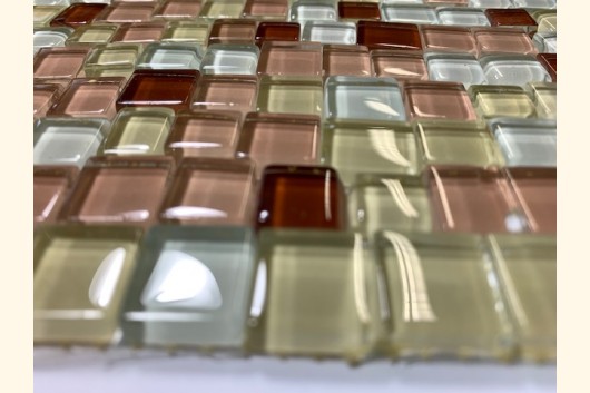 Glas Mosaik 1-1,5 MIX WEIß BEIGE GOLD ROSA 30x30 ~930g Y-Sunli11