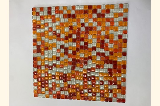 Glas Mosaik OPUS 1-1,5 MIX WEIß ROT GELB 30x30 ~930g Y-Sunset11