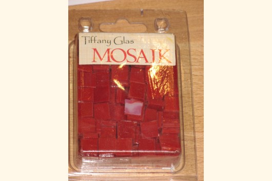 TIFFANY Glas Mosaik 1,5x1,5cm KORALLENROT T44-15